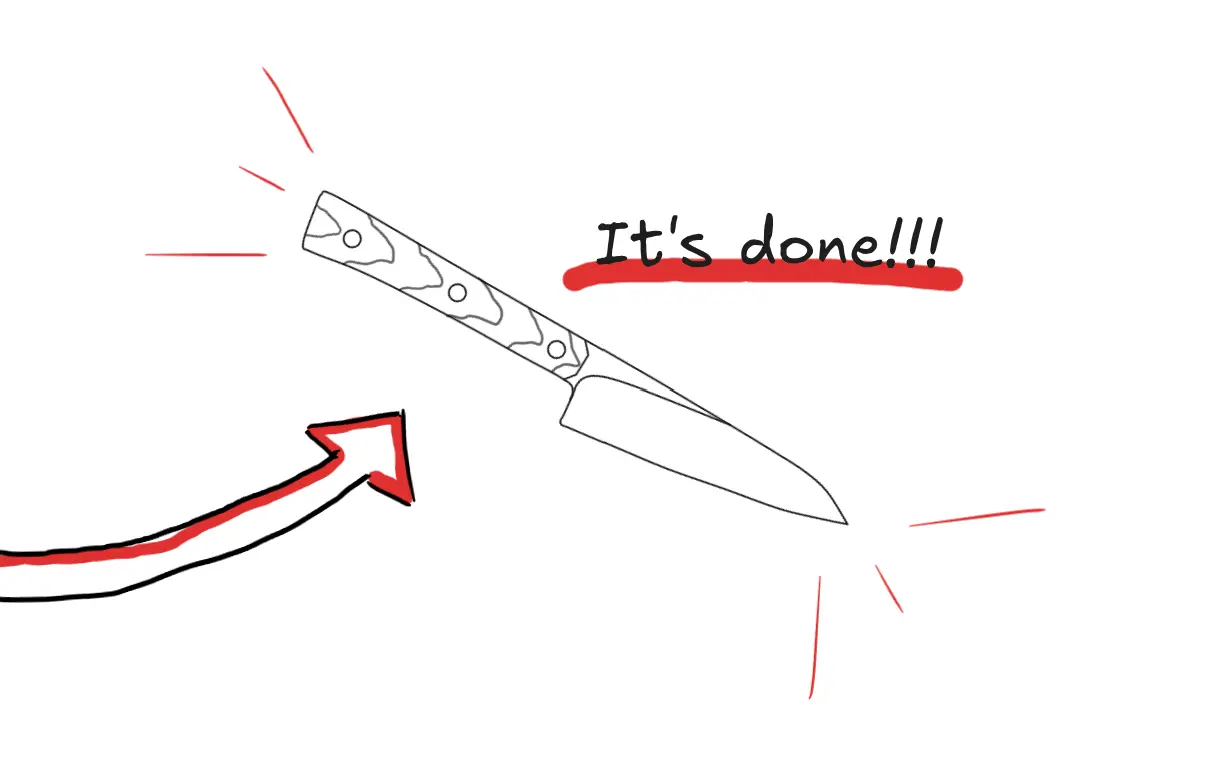 Illustration showing the finished knife